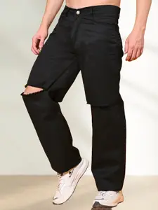 LINARIA Men Cotton Classic Low-Rise Relaxed Fit Slash Knee Jeans