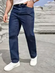 LINARIA Men Cotton Classic Relaxed Fit Mid-Rise Low Distress Jeans