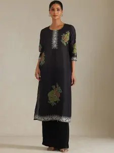 Soch Floral Printed Round Neck Straight Kurta