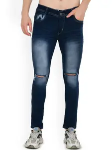 LINARIA Men Classic Slim Fit Slash Knee Heavy Fade Cotton Jeans