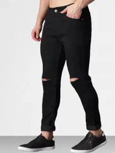 LINARIA Men Classic Slim Fit Slash Knee Cotton Jeans