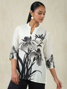 Soch Women Printed Mandarin Collar Neck Straight Short Kurti