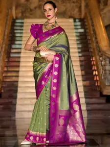 DEVATITHI Woven Design Zari Silk Blend Saree