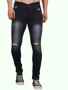 LINARIA Men Classic Slim Fit Slash Knee Heavy Fade Jeans