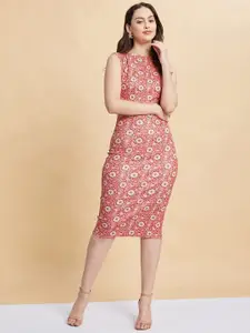 Selvia Women Floral Printed Sleeveless Bodycon Dress