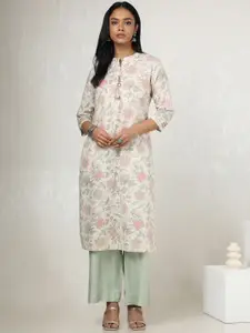 Soch Floral Printed Mandarin Collar Straight Kurta