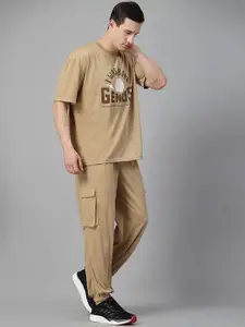 HRX by Hrithik Roshan Men Printed T-Shirt With Joggers Co-ords Set