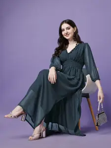 Raiyani Fashion V-Neck Fit & Flare Maxi Dress