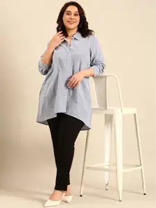 The Pink Moon Women Spread Collar Multi Striped Cotton Casual Shirt