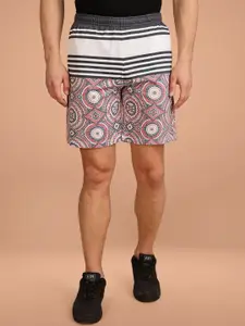BULLMER Men Geometric Printed Cotton Regular Shorts