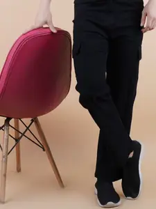 LINARIA Men Classic Relaxed Fit Stretchable Mid-Rise Cargo Styles Jeans