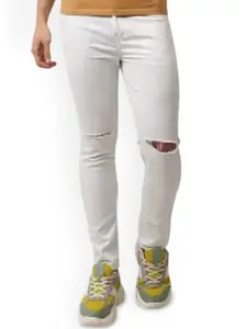 LINARIA Men Classic Slim Fit Mid-Rise Slash Knee Jeans