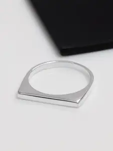 LeCalla 925 Sterling Silver Plated Rectangular Bar Finger Ring