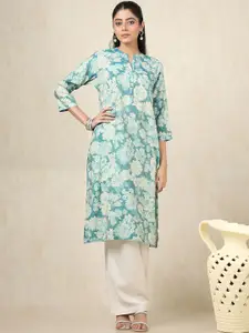 Soch Floral Printed Mandarin Collar Straight Kurta