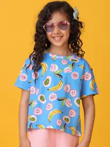 Anthrilo Girls Printed Extended Sleeves T-shirt