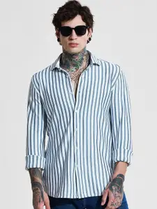 Snitch Men India Slim Fit Spread Collar Vertical Striped Casual Shirt