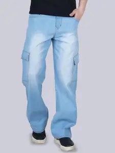 LINARIA Men Cotton Classic Boyfriend Fit Low Distress Light Fade Jeans