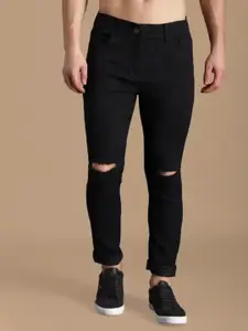 LINARIA Men Cotton Classic Regular Fit Low-Rise Slash Knee Jeans