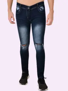 LINARIA Men Classic Slim Fit Slash Knee Heavy Fade Jeans