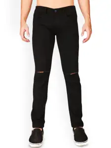 LINARIA Men Classic Tapered Fit Slash Knee No Fade Cotton Jeans