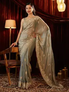 kasee Embellished Silk Heavy Work Saree With Unstitched Blouse Piece