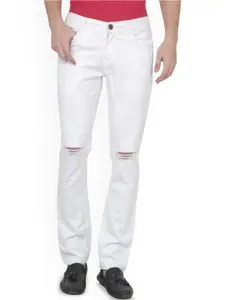 LINARIA Men Classic Slim Fit Mid-Rise Slash Knee Jeans