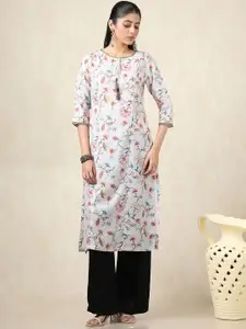 Soch Floral Printed Tie-Up Neck Straight Kurta