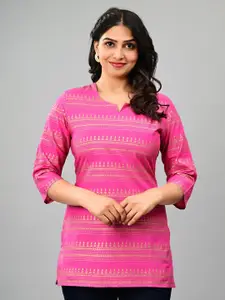 KALINI Women Ethnic Motifs Printed V-Neck Pure Cotton Kurti