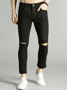 LINARIA Men Classic Slim Fit Slash Knee Cotton Jeans