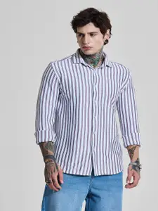 Snitch Men India Slim Fit Spread Collar Vertical Striped Casual Shirt