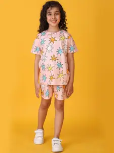 Anthrilo kids Girls Printed T-shirt Shorts Clothing Set
