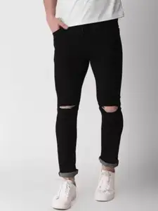 LINARIA Men Classic Regular Fit Mid-Rise Slash Knee Jeans