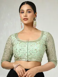 Soch Women Embellished U Neck Saree Blouse With Sequins