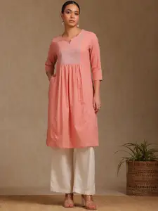 Soch Floral Yoke Design Thread Work Notch Neck Cotton A-Line Kurta