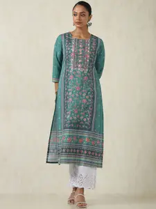 Soch Floral Printed Round Neck Straight Kurta