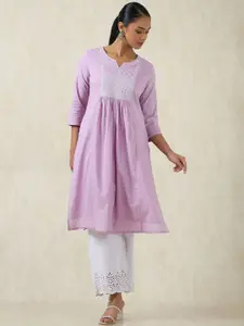 Soch Floral Embroidered Cotton Dobby Straight Kurta
