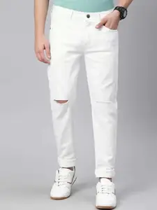 LINARIA Men Classic Slim Fit Slash Knee Mid-Rise Jeans