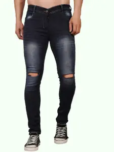LINARIA Men Classic Slim Fit Slash Knee Heavy Fade Cotton Jeans