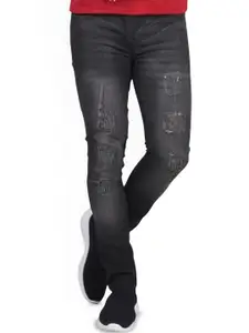 LINARIA Men Classic Slim Fit Mildly Distressed Heavy Fade Mid-Rise Jeans