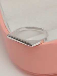 LeCalla 925 Sterling Silver Plain Rectangular Bar Finger Ring