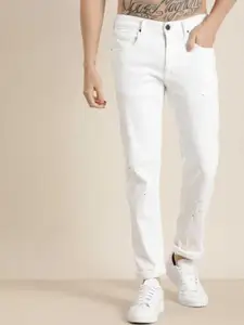 LINARIA Men Cotton Classic Low-Rise Embroidered Slim Fit Jeans