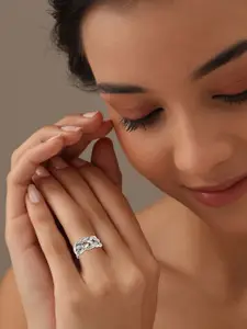 LeCalla 925 Sterling Silver Plated Twisted Roped Design Knot Finger Ring