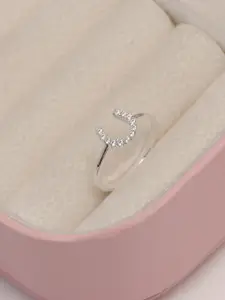 LeCalla 925 Sterling Silver Plated CZ Stone Studded Finger Ring