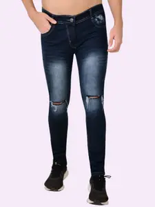 LINARIA Men Classic Slim Fit Mid-Rise Slash Knee Heavy Fade Jeans