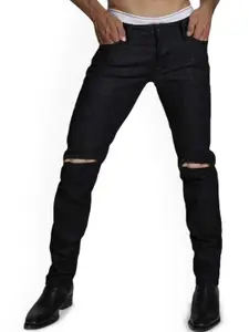 LINARIA Men Classic Slim Fit Slash Knee Jeans