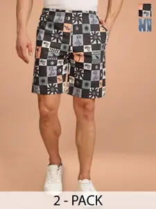 BULLMER Men Pack of 2 Printed Regular Fit Cotton Shorts