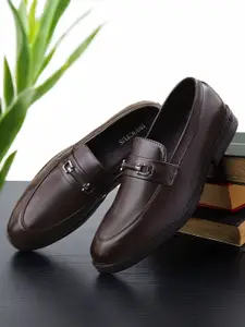 Woakers Men Leather Round Toe Formal Slip-On Shoes