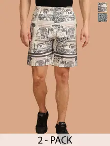 BULLMER Men Cotton Printed Mid-Rise Shorts