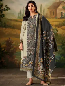 Stylee LIFESTYLE Floral Printed Pure Silk Unstitched Dress Material