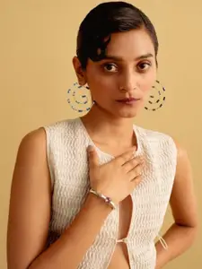 ESME Classic Merigold Gold-Plated Swarovski Crystal Studded Contemporary Drop Earrings